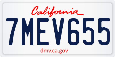 CA license plate 7MEV655