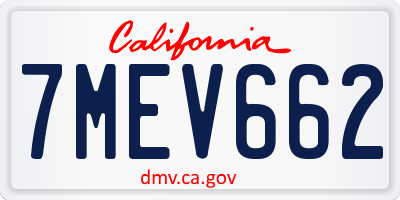 CA license plate 7MEV662