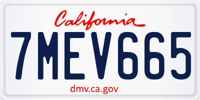 CA license plate 7MEV665