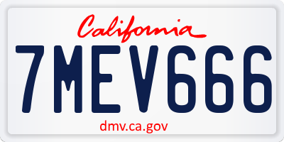 CA license plate 7MEV666