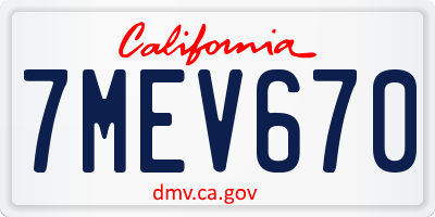 CA license plate 7MEV670