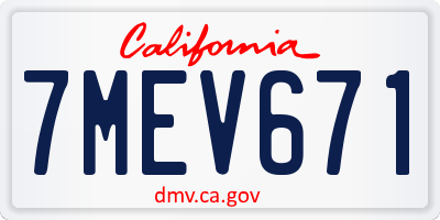CA license plate 7MEV671