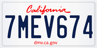 CA license plate 7MEV674