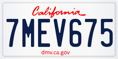 CA license plate 7MEV675