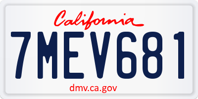 CA license plate 7MEV681