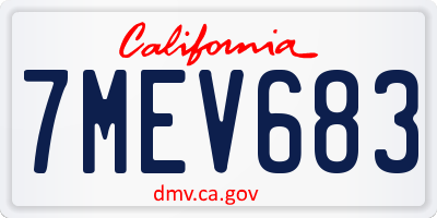 CA license plate 7MEV683