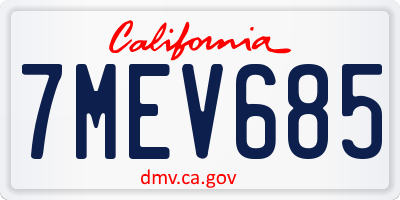 CA license plate 7MEV685