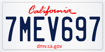 CA license plate 7MEV697