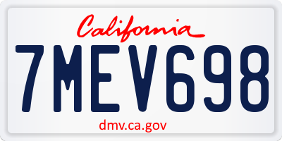 CA license plate 7MEV698