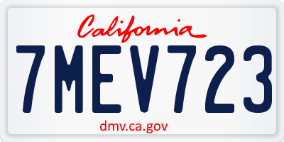 CA license plate 7MEV723