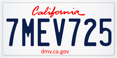 CA license plate 7MEV725