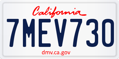 CA license plate 7MEV730