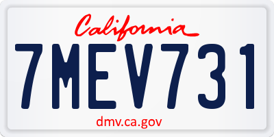 CA license plate 7MEV731