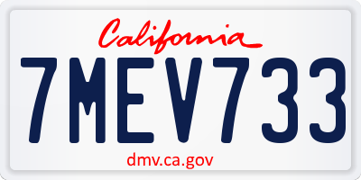CA license plate 7MEV733