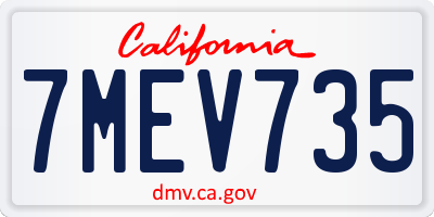 CA license plate 7MEV735