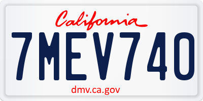 CA license plate 7MEV740