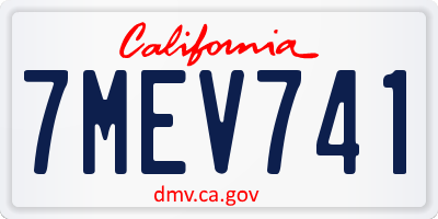 CA license plate 7MEV741