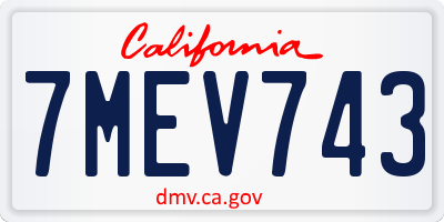 CA license plate 7MEV743