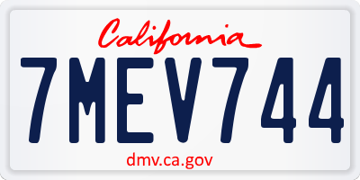 CA license plate 7MEV744
