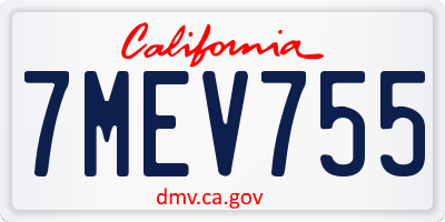 CA license plate 7MEV755
