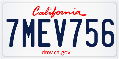 CA license plate 7MEV756