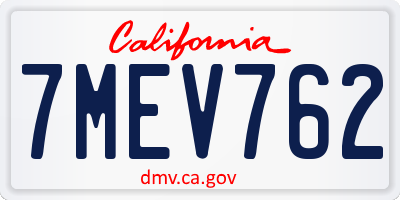 CA license plate 7MEV762