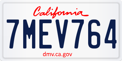 CA license plate 7MEV764