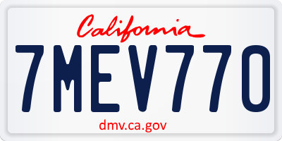 CA license plate 7MEV770