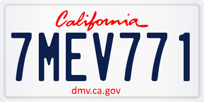 CA license plate 7MEV771