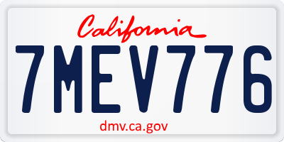 CA license plate 7MEV776