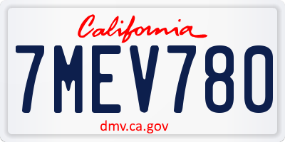 CA license plate 7MEV780