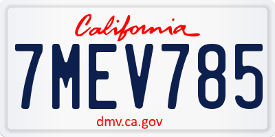 CA license plate 7MEV785
