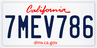 CA license plate 7MEV786