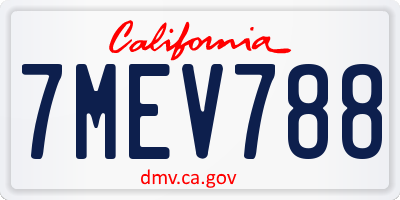 CA license plate 7MEV788