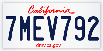 CA license plate 7MEV792