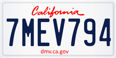 CA license plate 7MEV794