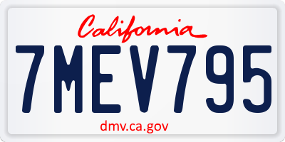 CA license plate 7MEV795