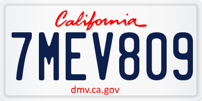 CA license plate 7MEV809