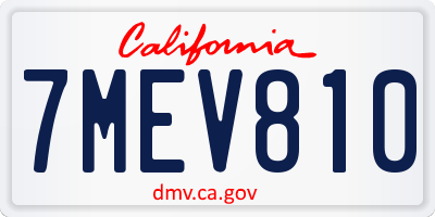 CA license plate 7MEV810