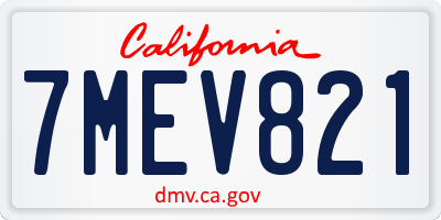 CA license plate 7MEV821