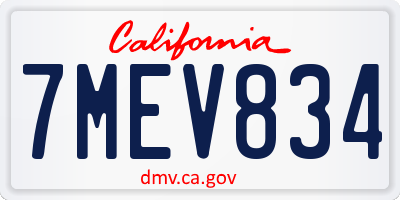 CA license plate 7MEV834
