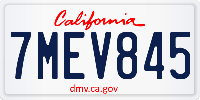 CA license plate 7MEV845