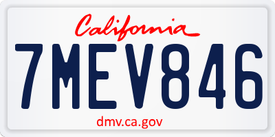 CA license plate 7MEV846