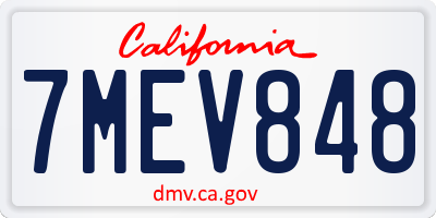 CA license plate 7MEV848