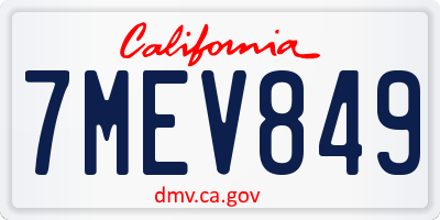 CA license plate 7MEV849