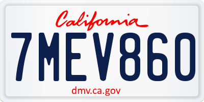 CA license plate 7MEV860
