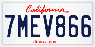 CA license plate 7MEV866