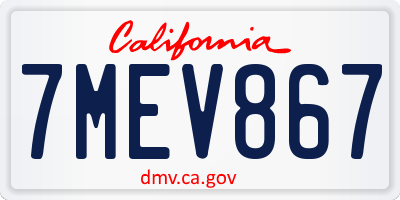 CA license plate 7MEV867