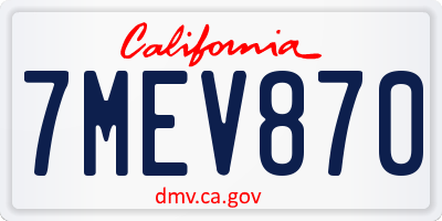 CA license plate 7MEV870