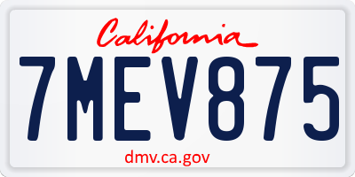 CA license plate 7MEV875